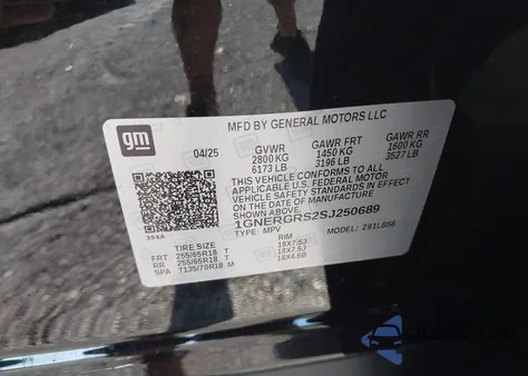 2025 Chevrolet Traverse Fwd Lt from USA, damaged, VIN 1GNERGRS2SJ250689